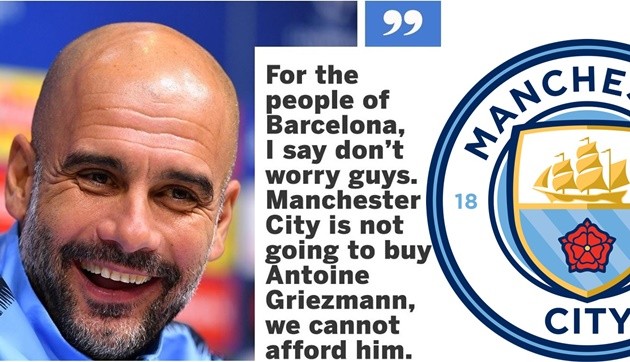 Tuyên bố của Guardiola về Griezmann là 