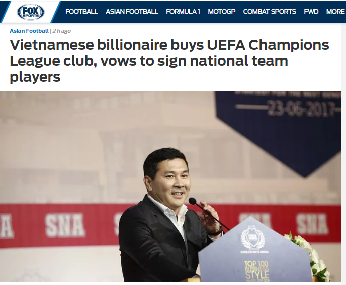 Báo châu Á: Tỷ phú Việt mua CLB dự C1, muốn đưa sao Việt sang châu Âu - Bóng Đá
