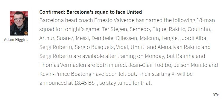 18 cầu thủ barca đá với MU - Bóng Đá