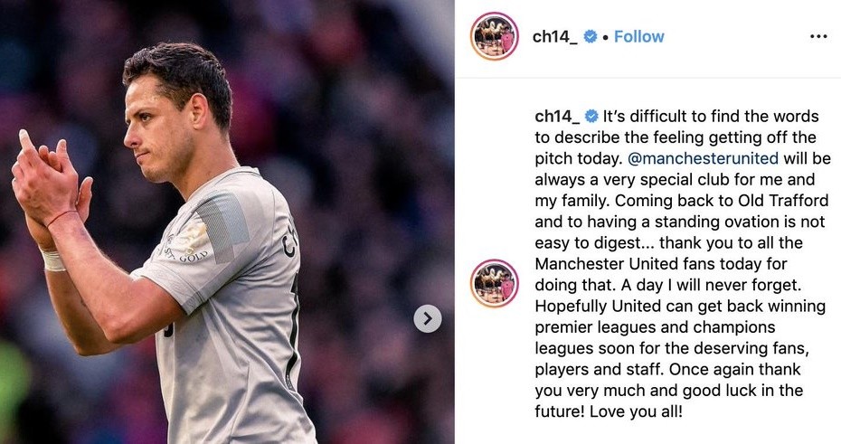 Chicharito cảm ơn CĐV MU - Bóng Đá