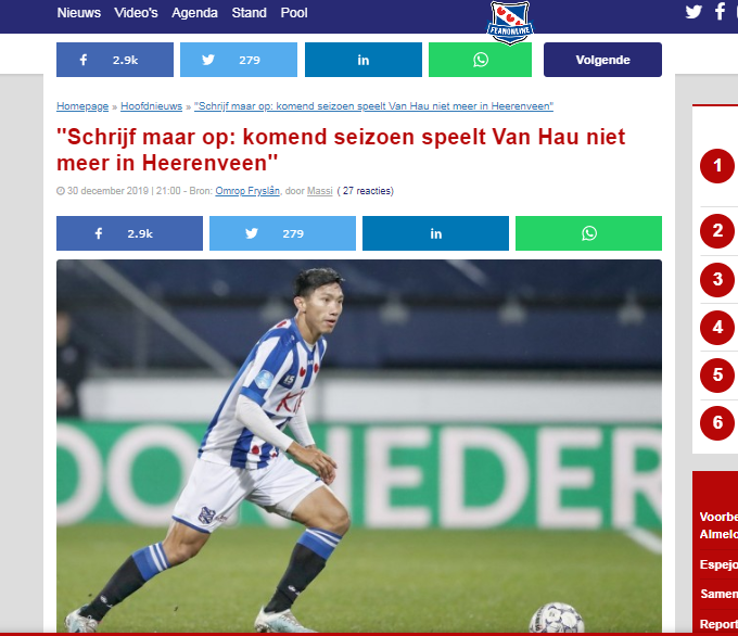 Báo Hà Lan: Thật tiếc, Đoàn Văn Hậu sẽ không còn là người của SC Heerenveen - Bóng Đá