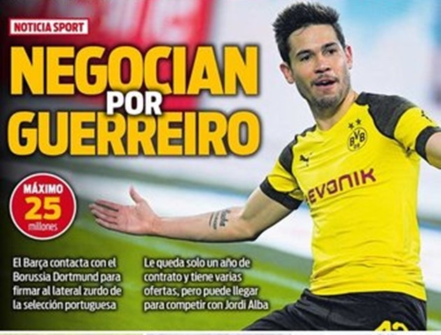 Barcelona đề nghị 25 triệu cho Guerreiro - Bóng Đá