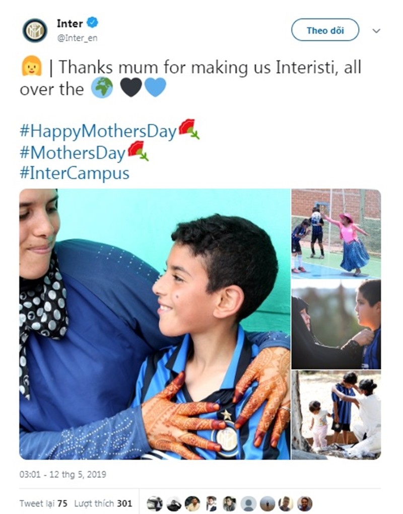 Thông điệp ý nghĩa của Inter Milan trong “Ngày của mẹ” - Bóng Đá