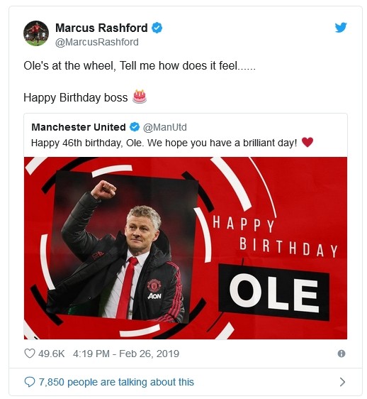 Marcus Rashford đăng đàn chúc mừng HLV Ole Solskjaer - Bóng Đá