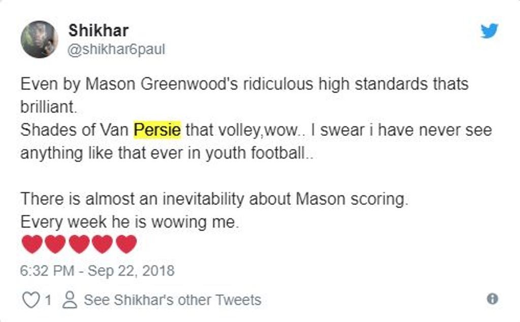 Thần đồng Greenwood lại được so sánh với Persie sau siêu phẩm - Bóng Đá