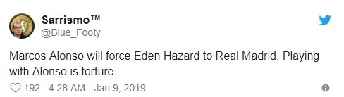 Hazard phản ứng Marcos Alonso - Bóng Đá
