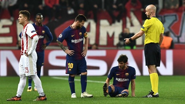Barca thiệt quân sau trận hòa Olympiakos - Bóng Đá