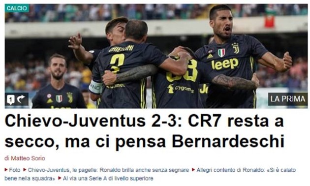 Báo chí Italia nhận xét gì về màn ra mắt Serie A của Ronaldo? - Bóng Đá