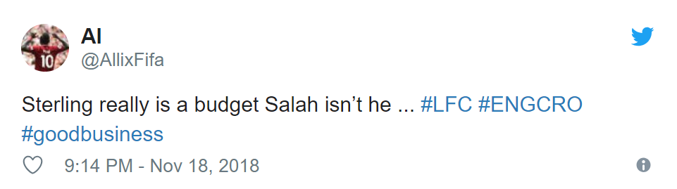 Liverpool fans on Twitter slate Sterling after Croatia win - Bóng Đá