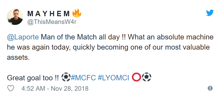 MAN CITY FANS REACT TO LAPORTE DISPLAY V LYON - Bóng Đá