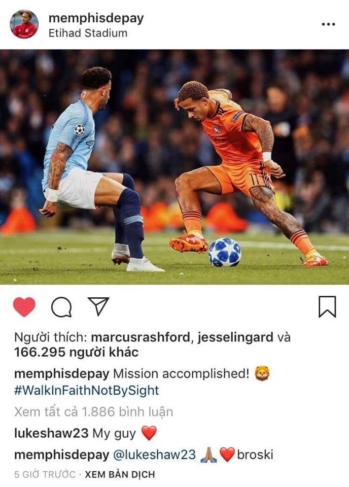 Đánh bại Man City, Depay gửi thông báo đặc biệt đến Man Utd - Bóng Đá