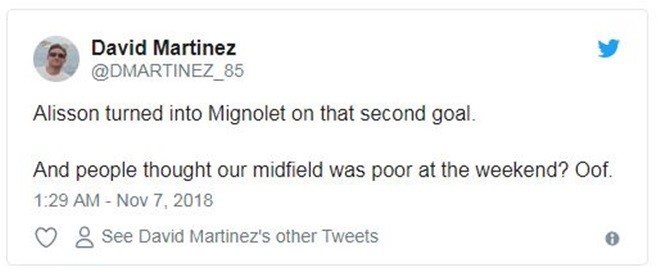 Liverpool thua trận, CĐV ví cái tên này có 