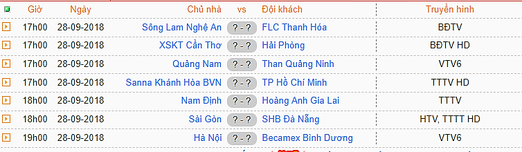 Lịch thi đấu - bảng xếp hạng, danh sách cầu thủ nghỉ vòng 24 V-League 2018 - Bóng Đá
