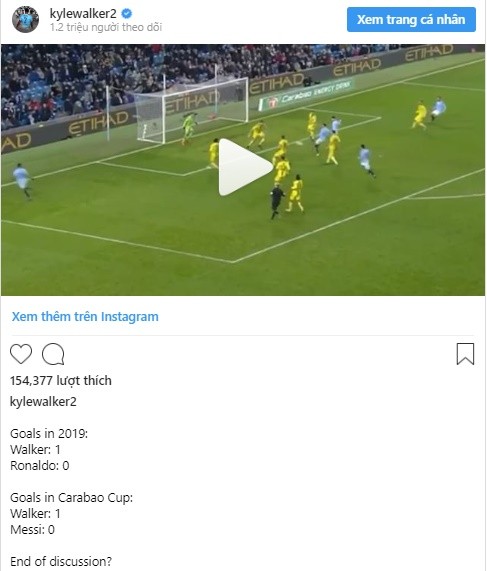 Walker tự nhận hay hơn Ronaldo Messi - Bóng Đá