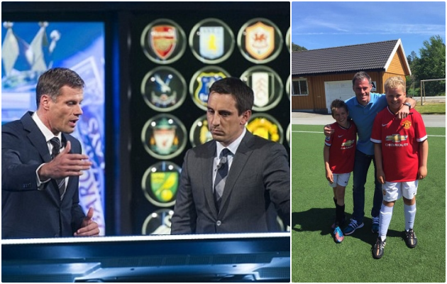 Gary Neville 'chơi lầy' với Carragher vụ mặc áo đấu Liverpool - Bóng Đá