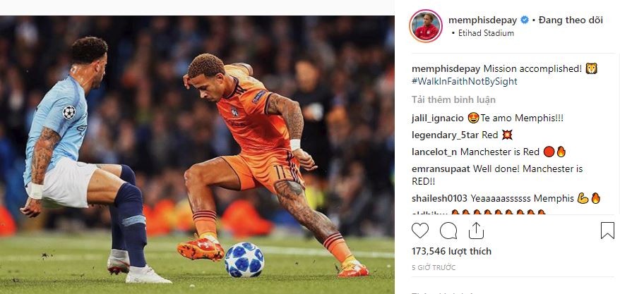 Đánh bại Man City, Depay gửi thông báo đặc biệt đến Man Utd - Bóng Đá