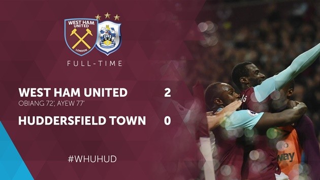 West Ham 2-0 Huddersfield: Slaven Bilic thoát hiểm - Bóng Đá