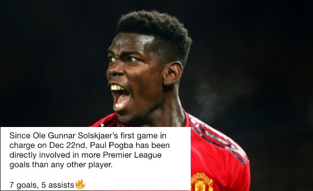 Dưới thời Solskjaer, Pogba vươn lên dẫn đầu Premier League - Bóng Đá