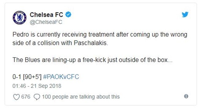 Sarri XÁC NHẬN tình trạng chấn thương của Pedro - Bóng Đá