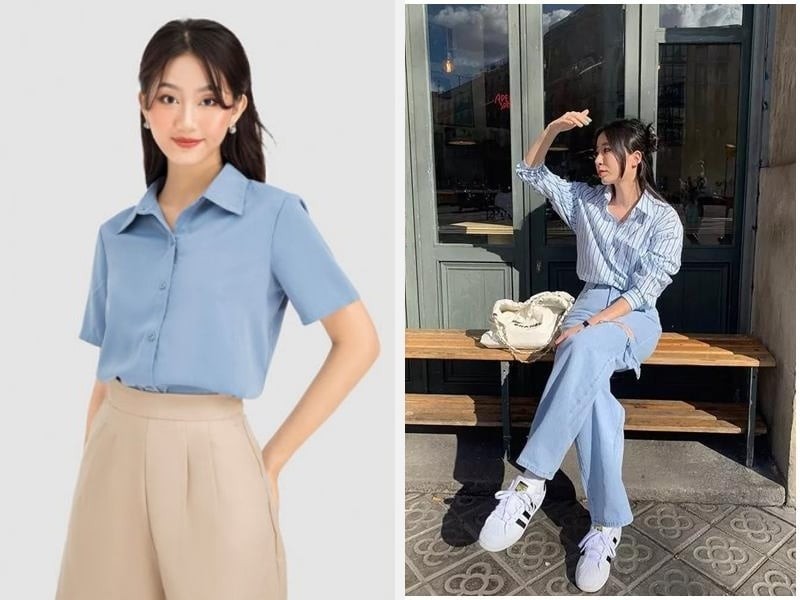 Những thao tác đơn giản như sơ vin toàn bộ, sơ vin lệch hoặc thêm một chiếc thắt lưng mảnh đều có thể tạo ra sự khác biệt rõ rệt.