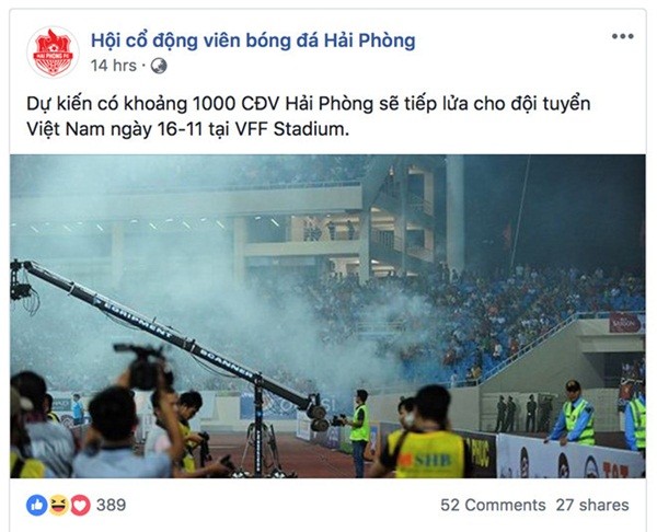 CĐV Hải Phòng: 'Hôm nay chúng tôi sẽ không đốt pháo sáng ở Mỹ Đình' - Bóng Đá