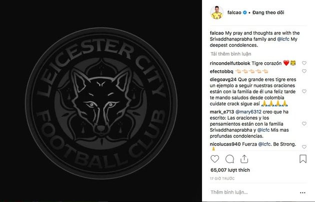 Falcao đã có hành động tuyệt vời khi hay tin chủ tịch Leicester qua đời - Bóng Đá
