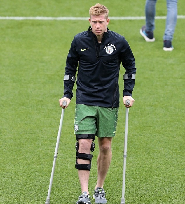 De Bruyne lê bước nặng nhọc ra sân tập Man City - Bóng Đá