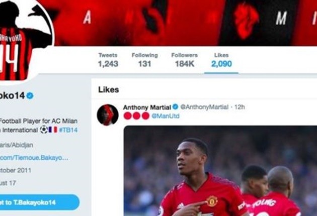 bakayoko like bài viết của martial - Bóng Đá