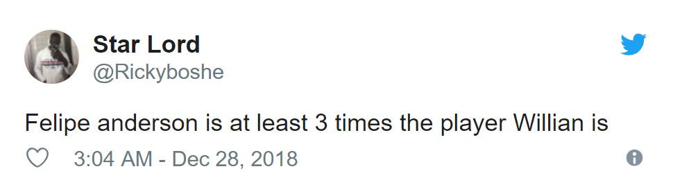 Chelsea fans on Twitter want Felipe Anderson to replace Willian - Bóng Đá