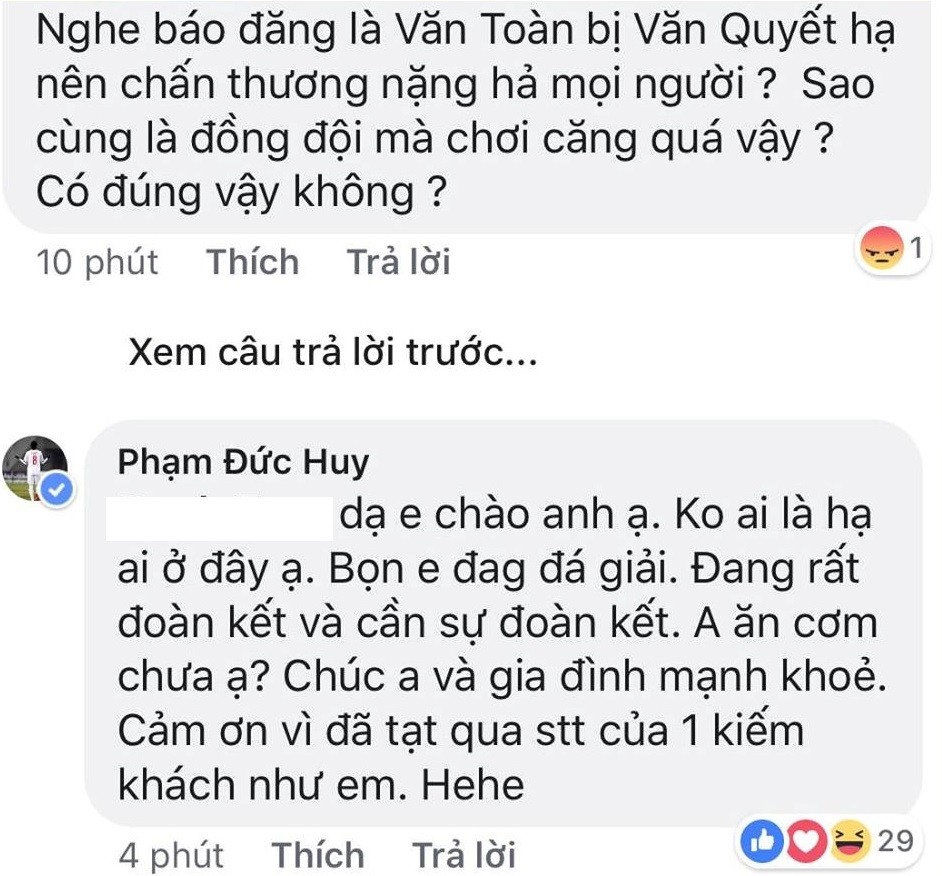Fan bàn chuyện Văn Quyết 'triệt hạ' Văn Toàn, Đức Huy phản ứng cực gắt - Bóng Đá