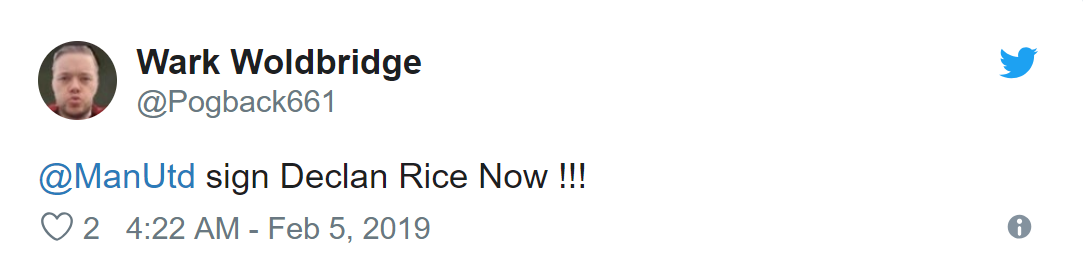 SOME MANCHESTER UNITED FANS WANT RICE SIGNED - Bóng Đá