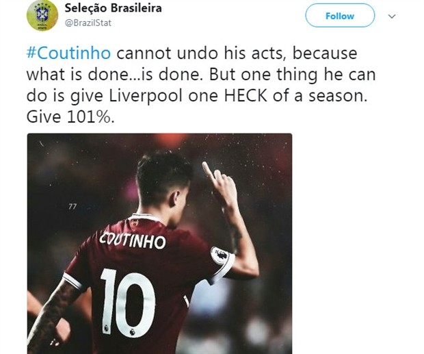 Muốn NHM Liverpool tha thứ, Coutinho hãy xin lỗi - Bóng Đá