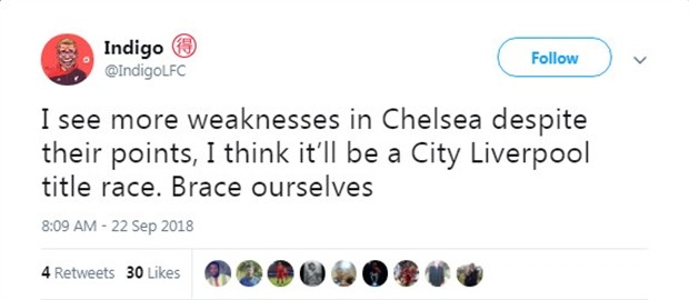 Chỉ 1 trận hòa, fan Liverpool đã gạch tên Chelsea khỏi cuộc đua - Bóng Đá