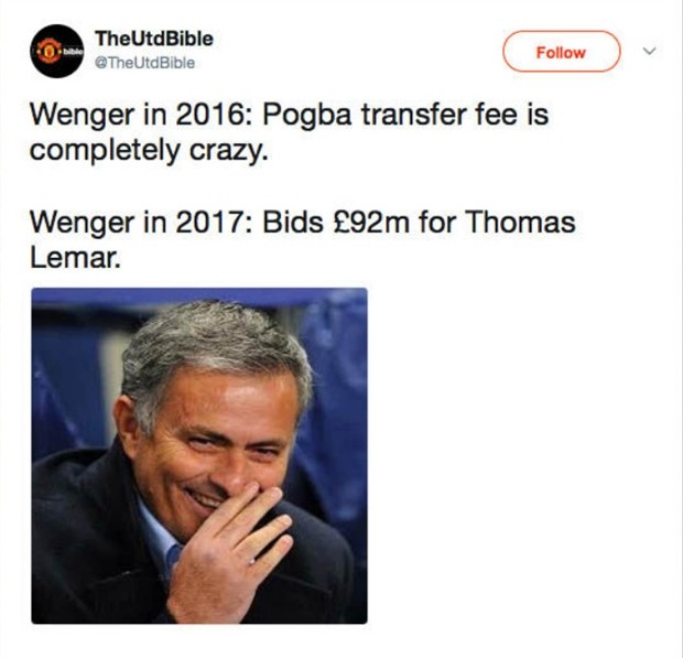Fan Man Utd chế nhạo Arsenal vì mức giá 100 triệu euro cho Lemar - Bóng Đá