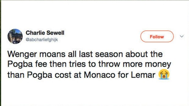 Fan Man Utd chế nhạo Arsenal vì mức giá 100 triệu euro cho Lemar - Bóng Đá
