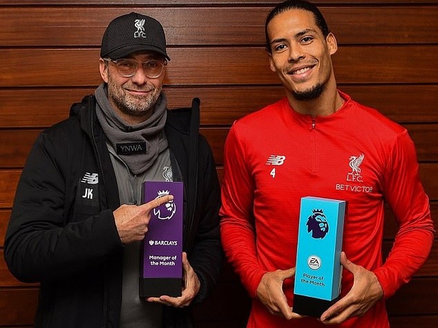 Jurgen Klopp và Van Dijk ẵm trọn giải hay nhất tháng ở Premier League - Bóng Đá