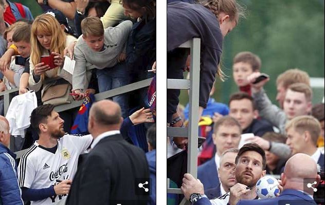 Fan nhí trèo rào để xin chữ ký Lionel Messi - Bóng Đá