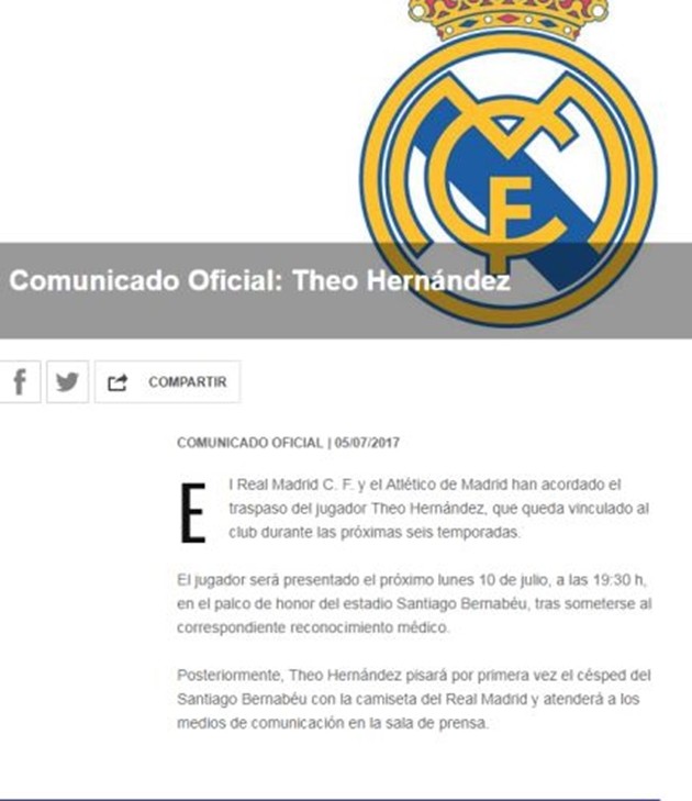 CHÍNH THỨC: Real Madrid cướp người Atletico - Bóng Đá