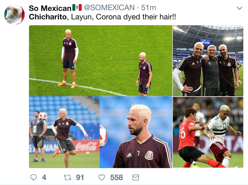 Sau Neymar, đến lượt mái tóc 'tắc kè hoa' của Chicharito bị chế giễu - Bóng Đá