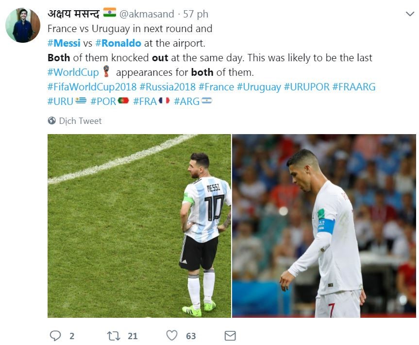 CĐV buồn bã vì Ronaldo, Messi bị loại trong cùng một ngày - Bóng Đá