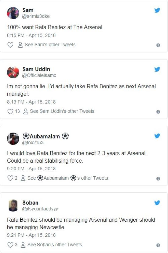 Fan Arsenal kêu gọi Rafa Benitez thay thế HLV Wenger - Bóng Đá