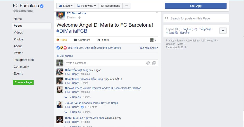 trang chủ barca bị hack, chào mừng di maria - Bóng Đá