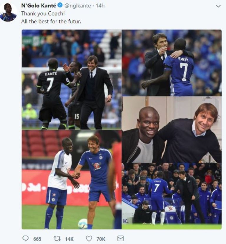 N'Golo Kante gửi thông điệp đến Conte sau khi bị sa thải - Bóng Đá
