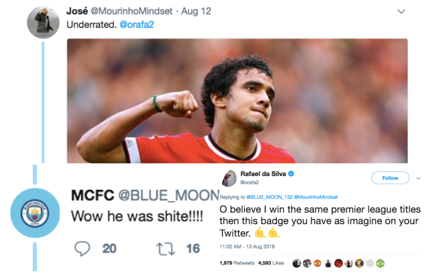 NHM Man Utd hả hê với lời đáp trả từ Rafael dành cho CĐV Man City - Bóng Đá