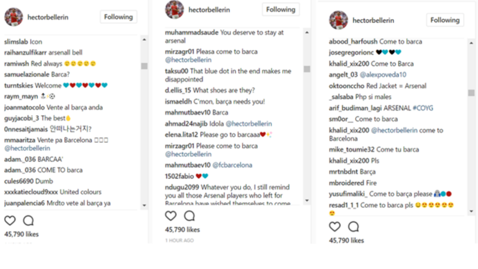 CĐV Barca 'khủng bố' Instagram, kêu gọi Bellerin trở lại - Bóng Đá