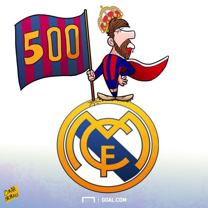 Biếm họa Messi mồm đầy máu, đứng cắm cờ ngạo nghễ trên đầu Real - Bóng Đá