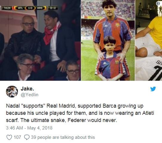 Cổ vũ Atletico, Rafael Nadal bị fan Real gọi là 'rắn độc' - Bóng Đá