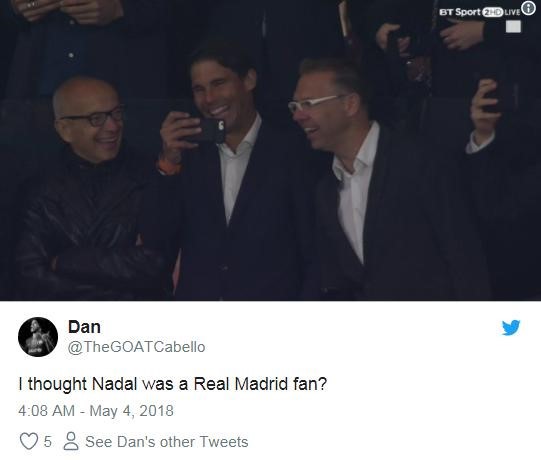 Cổ vũ Atletico, Rafael Nadal bị fan Real gọi là 'rắn độc' - Bóng Đá