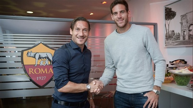 Vừa tới Rome, Del Potro đã được đích thân Totti ra đón - Bóng Đá