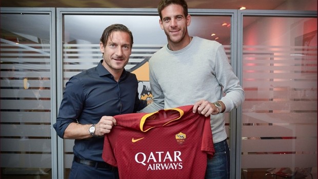 Vừa tới Rome, Del Potro đã được đích thân Totti ra đón - Bóng Đá